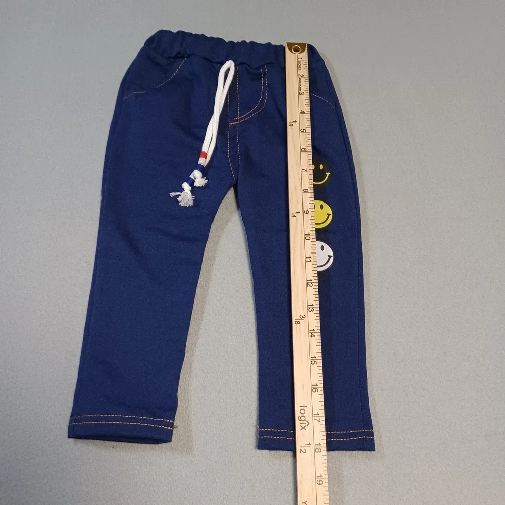 RZHTZ Kids Red Buffalo Plaid Smiley Face Bomber Jacket and Navy Pants Set Size S